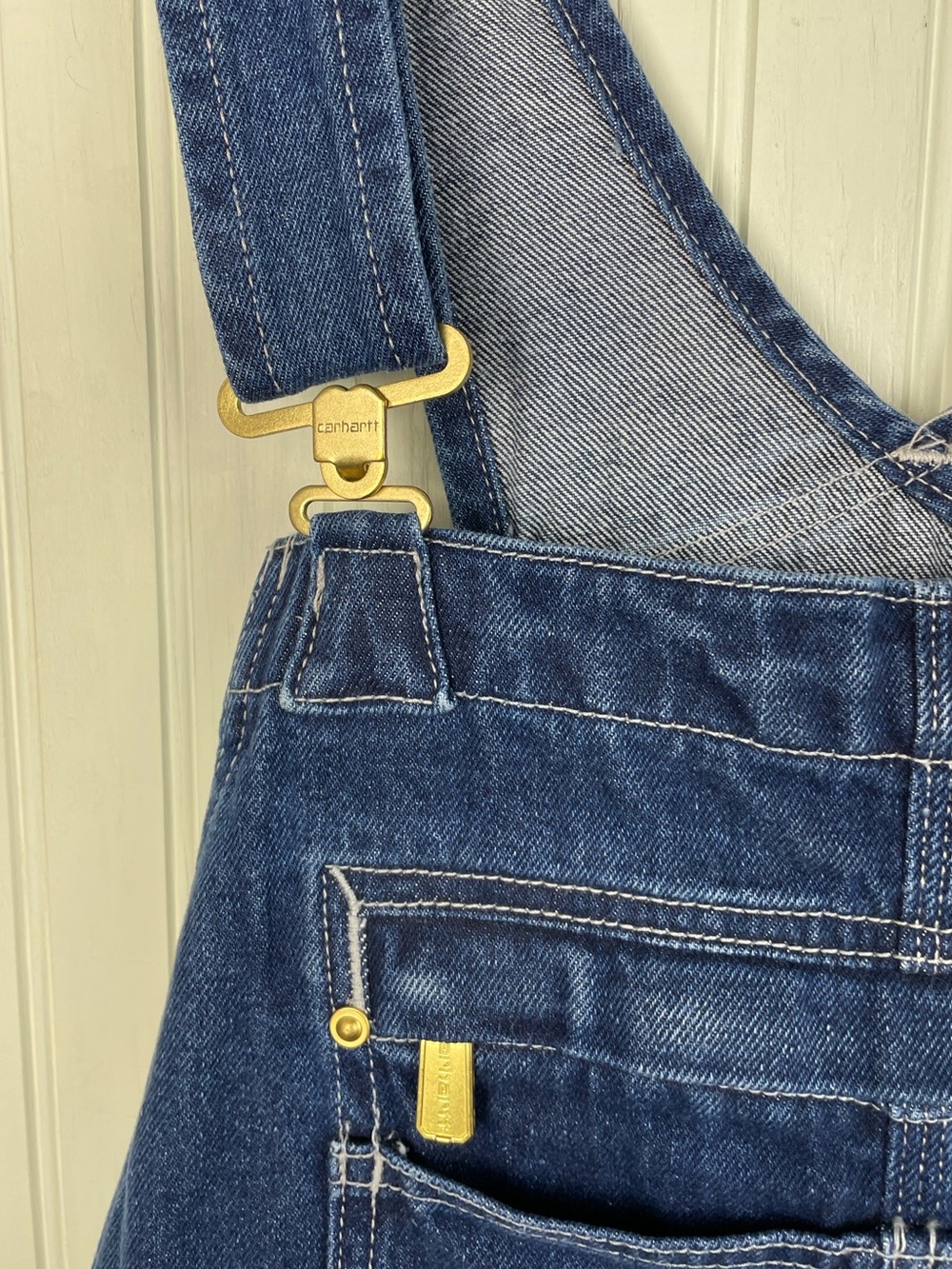 Carhartt Men's Loose Fit Washed Denim Bib Overalls Size 32 x 28 Cotton OR4672-M - Picture 6 of 12